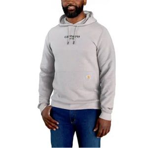 LOOSE FIT MIDWEIGHT LOGO GRAPHIC HOODIE in color Carbon Heather